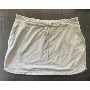 Athleta Techie Terry Skirt Light Heather Gray 1X Drawstring Lounge Pockets
